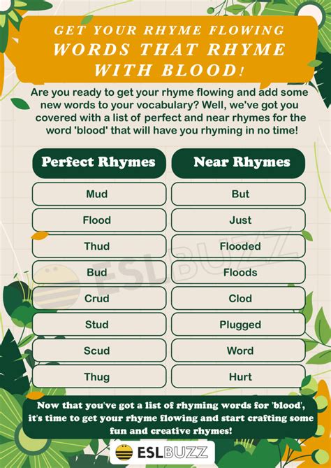 what rhymes with blood